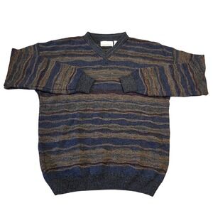 Blake & Manley Mens Striped Knit‎ Sweater L Chunky Retro Skater Grunge Punk